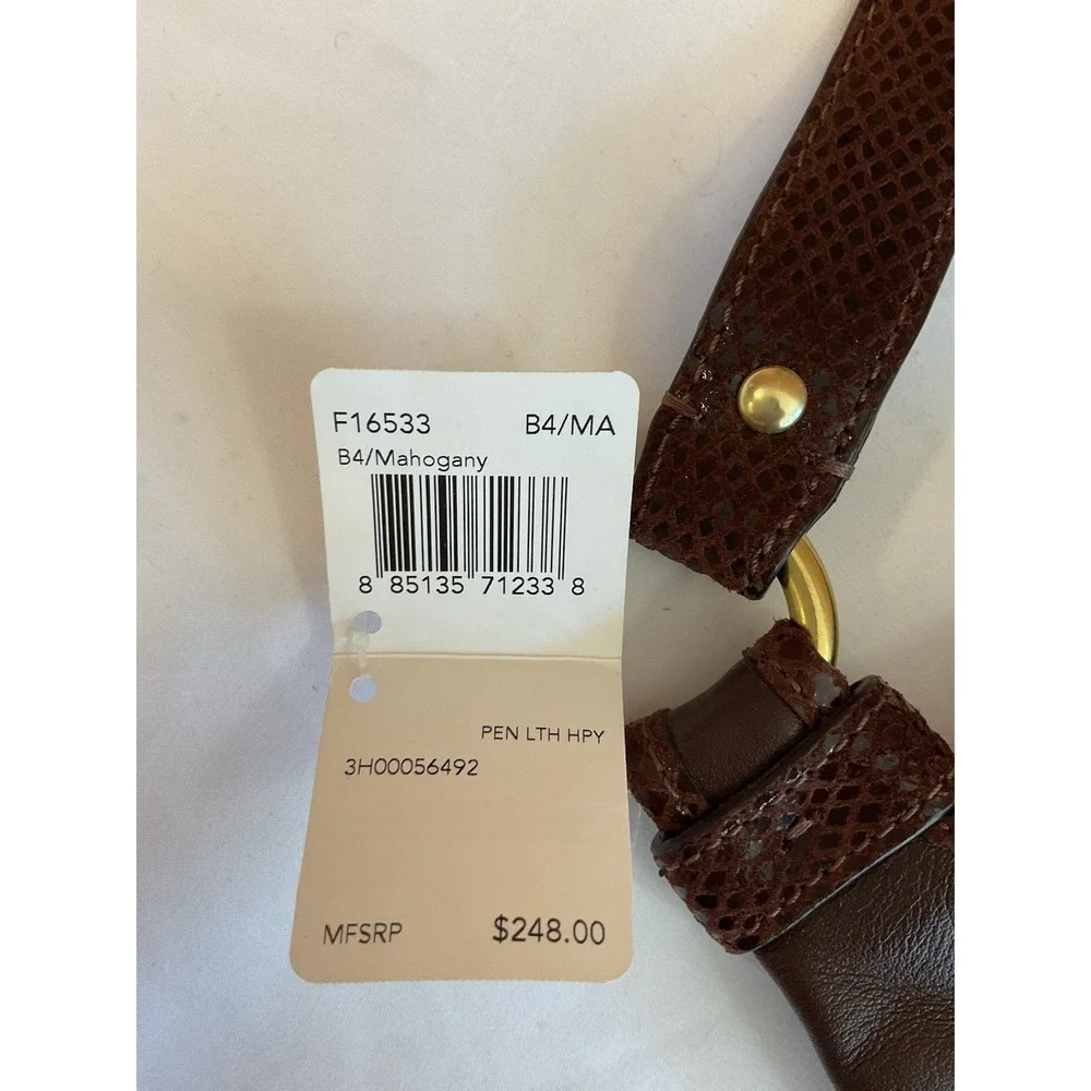 COACH Brown Leather Crossbody Bag Snake Embossed Trim Brass Hardware NWT $248